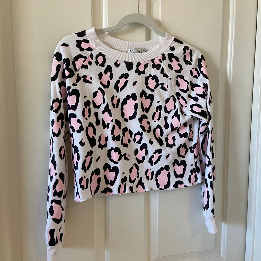 Wildfox Cheetah Sweatshirt Black White & Pink Size Small $128